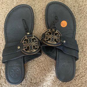 Tory Burch Pebble Leather Sandals Black Size 6.5